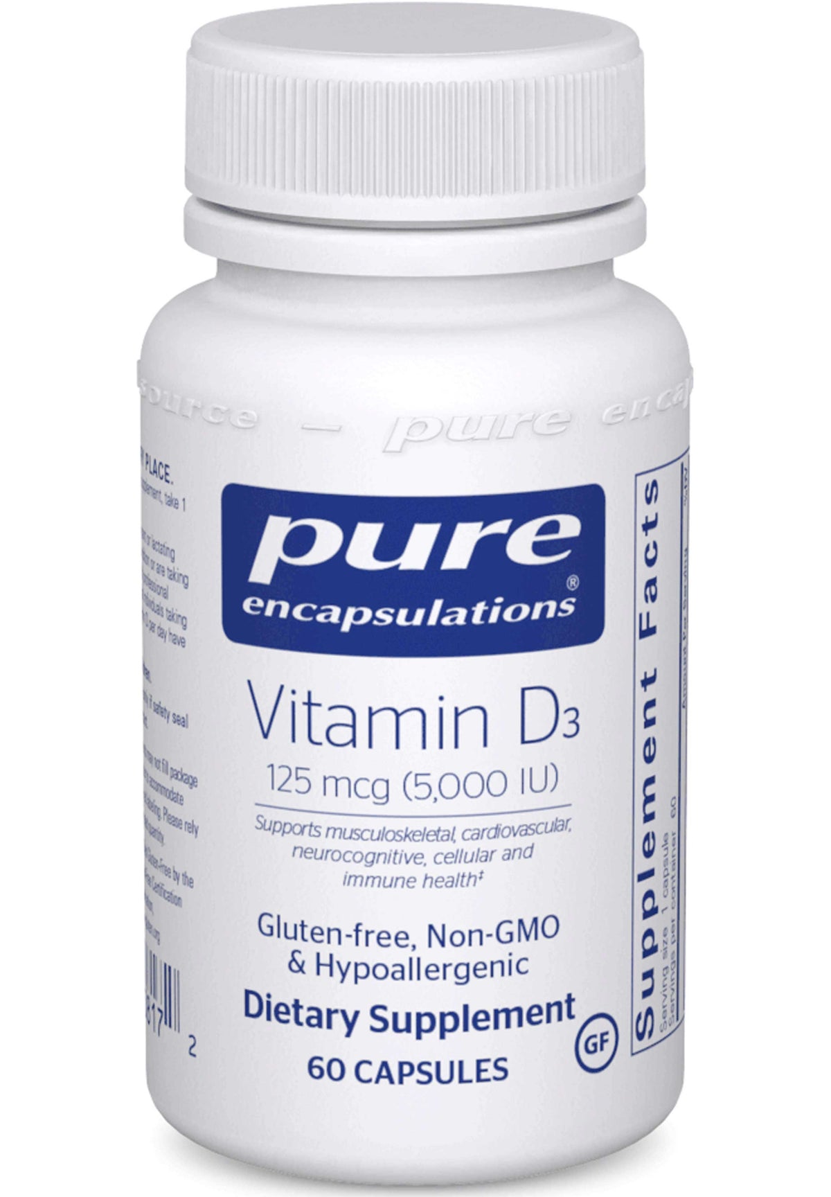Pure Encapsulations Vitamin D3 125 mcg (5,000 IU)